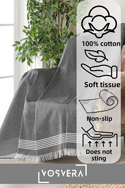 vosvera Single Arm Knitted Cotton Natural Sofa Cover 160X180 cm