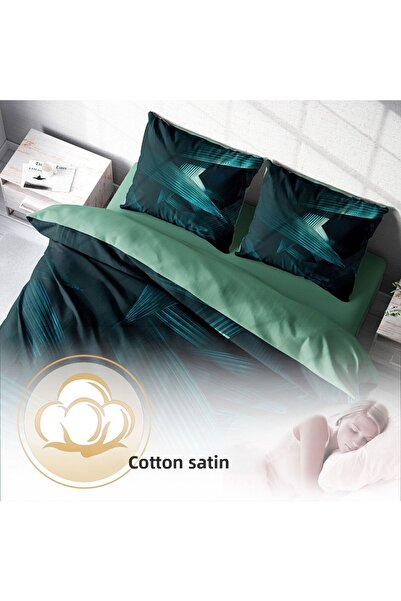 PerlaSera 3D Custom Design - Double Duvet Cover Set, Tightly Woven Cotton Satin, Deep Nefti