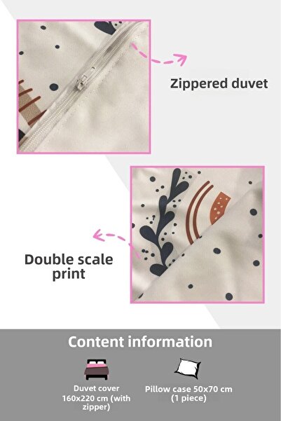 Evmila Double Sided Giraffe Patterned 2-Piece Set Without Sheets Printed Single Duvet Cover Set White