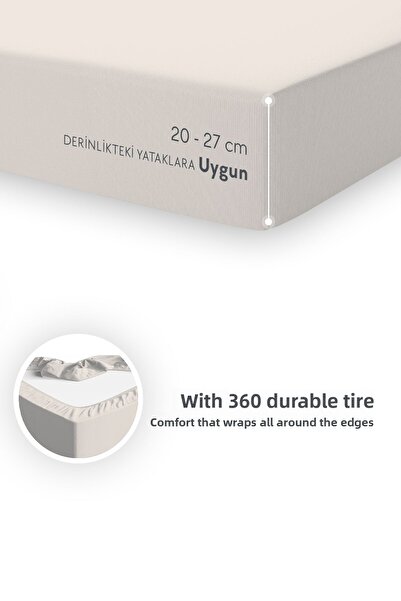 Calmera 100% Cotton Combed (Fitted) Fitted Sheet - Single - Beige