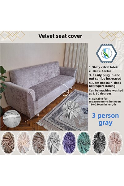 Uy Style Tekstil 3-местен кадифен диван в стил сателит и комплект дивани - Вк...