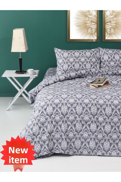 Lotusline Gray Single Duvet Cover and Shawl Set
