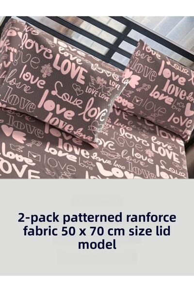 LATTE TEKSTİL Husă de pernă din țesătură din bumbac Ranforce cu model LOVE Pa...