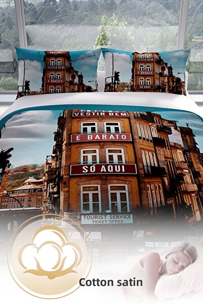 PerlaSera Apartament 3d Bumbac Satin Set Husa Pilomă Dublă