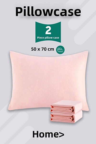 Eve Tekstil 2Pcs Ranforce Plain Cotton Antibacterial Washable Luxury Pillowcases 50X70Cm
