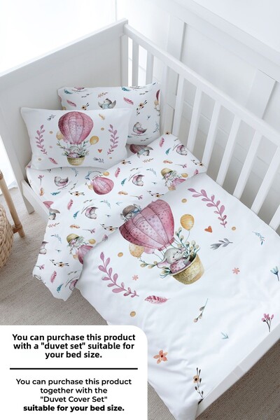 Tuğba Kuğu Set cearșaf pentru copii elefant în balon roz - elastic și confortabil