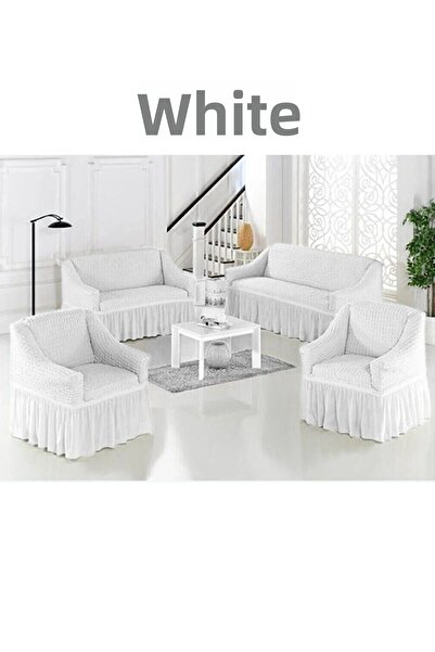 URUMÇİ Bürümcük 3+3+1+1 Sofa Set Cover with Skirt. Elastic, Flexible, Washabl...