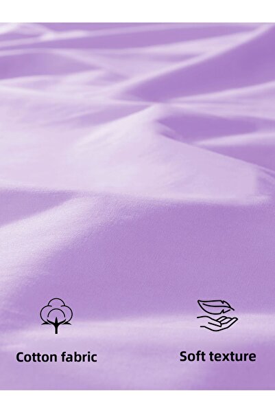 FAVORİST Lilac King Size Elastic Sheet Set - 180x200, 2 Pillowcases Included