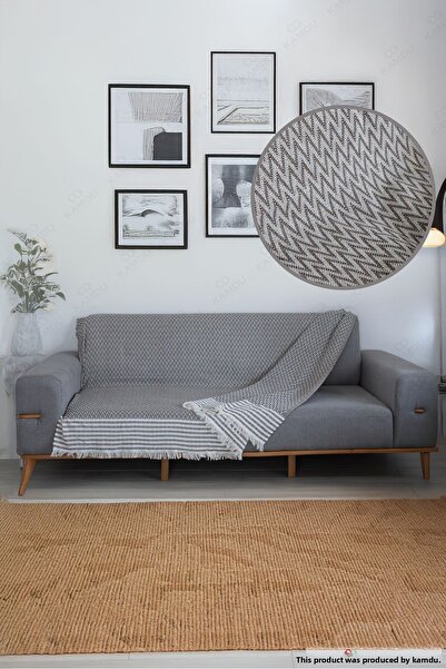 Kamdu 170x210 cm калъф за диван с зигзаг мотив и кант - памучен и луксозен калъф за диван