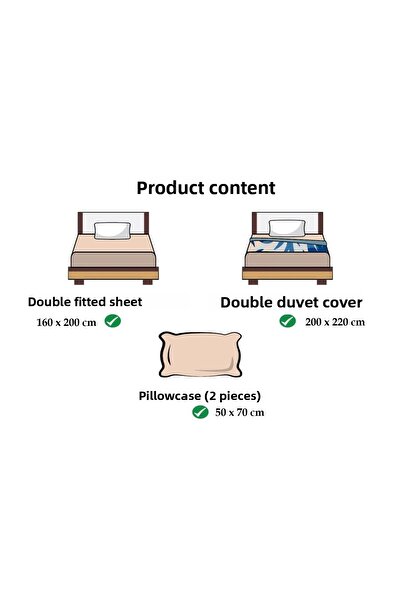 ELY PARKER Sada povlaků na přikrývku pro dvě osoby – 160x200 elastické, snadno se žehlí – 6