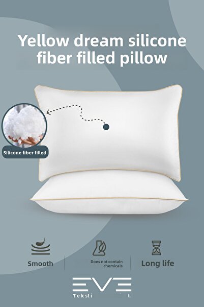 Eve Tekstil Αντιαλλεργικό Μαξιλάρι Χρυσής Σειρά με φερμουάρ 50x70cm 2 Τεμάχια 1000 gr Nano Gel