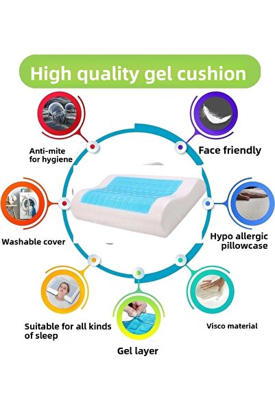 Viscomina Pernă ortopedică Visco Gel Pernă cu aer condiționat Pernă pentru gât Pernă ortopedică antiperspirantă