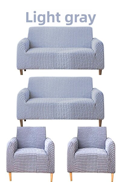 FurkanTicaret طقم أريكة وأريكة 3+3+1+1 مرن ومطاط - غطاء/غطاء قابل للغسل