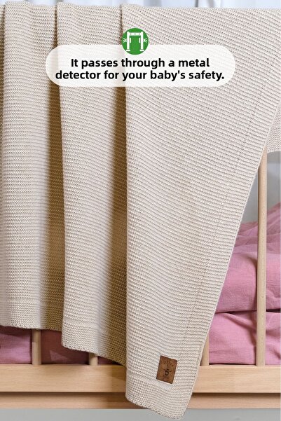 Next Baby Little Dedi Alina Knitted Baby Blanket, Soft Lightweight Swaddle Blanket, Stone 80X100 cm