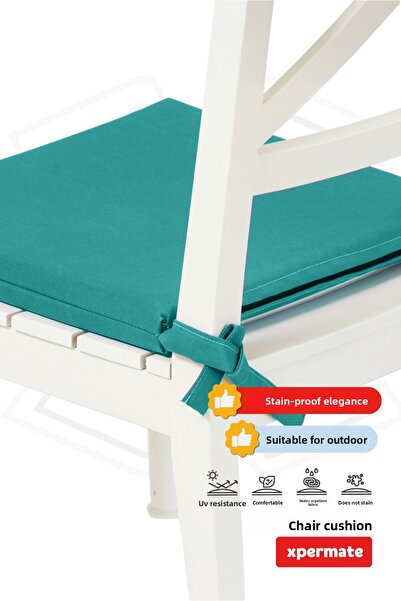XPERMATE Zippered 6-Piece Chair Cushion Water Repellent Fabric 40X40 cm Sponge Chair Cushion Laced Green