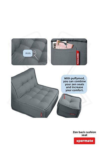 XPERMATE Back Cushion Seat Nordic Style Ergonomic Floor Seat Sitting Cushion with Backrest 80X60 Gray Zen