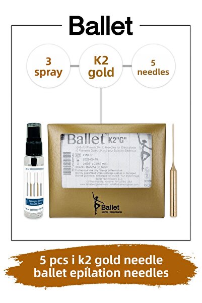 Ballet 5 Pieces K2 Gold Hair Removal Needle Original K2 Gold Needle