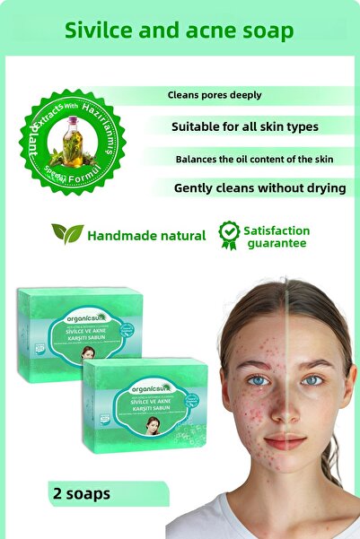Organicsun صابون طبيعي مضاد لحب الشباب والبثور 140 جرام × 2 قطعة صابون طبيعي ...