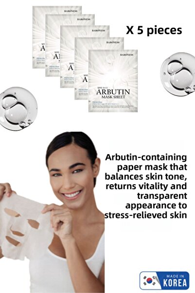 Baroness مجموعة موازنة لون البشرة مكونة من 5 قناع وجه كوري يحتوي على أربوتين ...