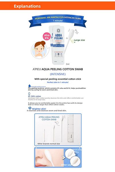 Missha 100% Cotton Peeling Stick with Special Peeling Essence (Intensive) a'Pieu Aqua Peeling Cotton Swab (Intensive)