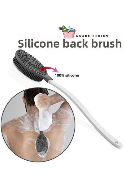 Transformacion فرشاة ظهر للاستحمام من السيليكون بتصميم Nuage باللون الرمادي71...
