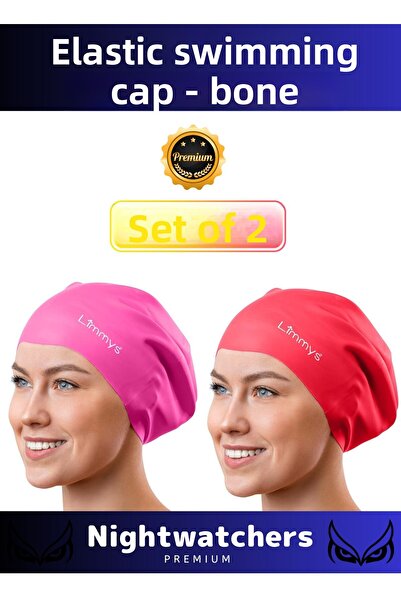 Nightwatchers Set de 2 șepci de înot elastice de lux, rezistente la apă, rezi...