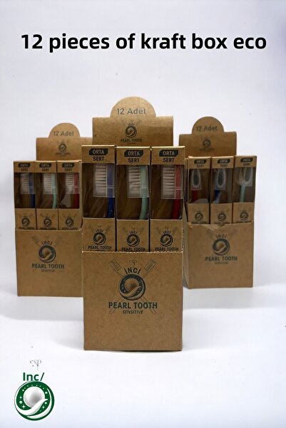 csp inci فرشاة أسنان إيكو مع علبة كرافت وغطاء حماية (12 قطعة)