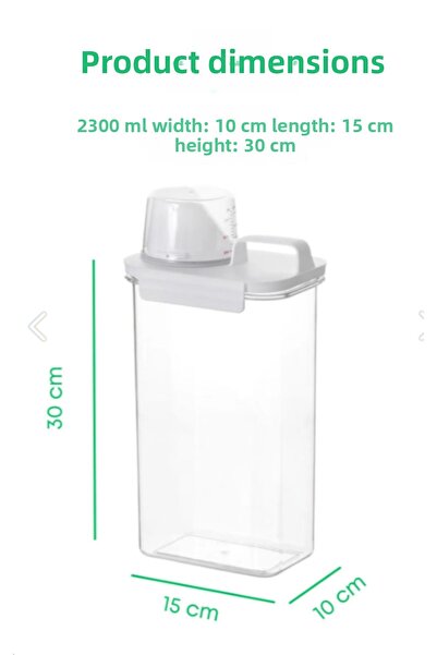 çeçem ticaret حاوية تخزين المنظفات مكونة من قطعتين، مجموعة أدوات تنظيف ذاتية المقياس بسعة 2300 مل