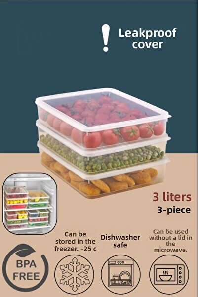 Carat Home 3 Pieces Vacuum Sealed Food Fresh Storage Container Set 3 Liters -...