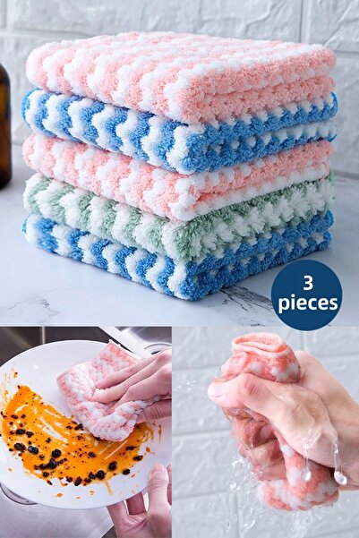 WENTER 3Pcs Microfiber Soft Textured Cleaning Cloth 30*30 cm Kitchen Cloth St...