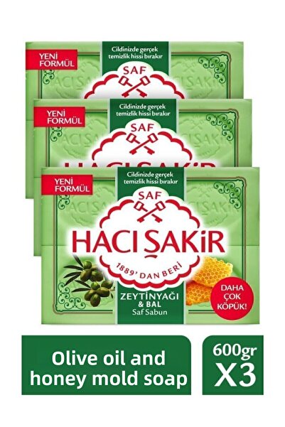 Hacı Şakir صابون زيت الزيتون والعسل النقي 4x150 جرام × 3 قطع