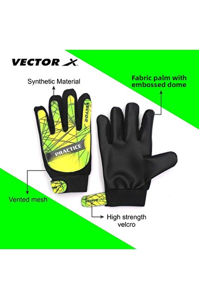 Vector X Practice Goalkeeper Gloves Black-Green Gloves with Finger Saves Soccer Goalkeeper Gloves 6