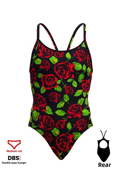 FUNKİTA Funkita Db Black Rose Women's Training Swimsuit - Diamond Back Detail