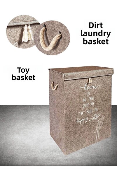 Smyak Mega Box - Coș de rufe, Coș de jucării, Organizator cu capac din pâslă