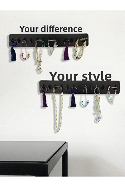 GEEG Organizator decorativ pentru bijuterii din 2 piese negru. Organizator pentru colier, brățară