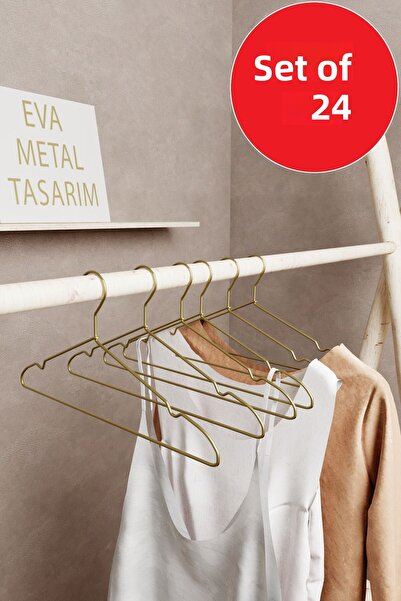 EVA METAL TASARIM 24 قطعة شماعات معدنية ذهبية فاخرة شماعات ملابس عالية الجودة