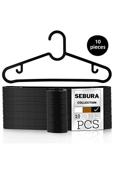 sebura علاقة ملابس بنطلون بلاستيك أسود 10 قطع