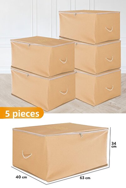 Serstil 5 Pieces - Medium Size Tan Storage Bag 63 X 40 X 34 Cm