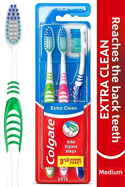 Colgate فرشاة أسنان متوسطة الحجم مكونة من قطعتين تمتد إلى الأسنان الخلفية مع منظف لسان نظيف للغاية