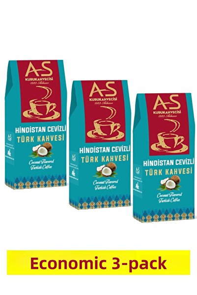 AS Kurukahvecisi قهوة تركية بجوز الهند 100 جرام × 3 قطع