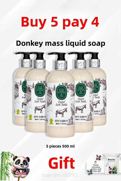 Eyüp Sabri Tuncer Donkey Milk Liquid Soap 500ml, Buy 5 Get 4 Rosie Cotton