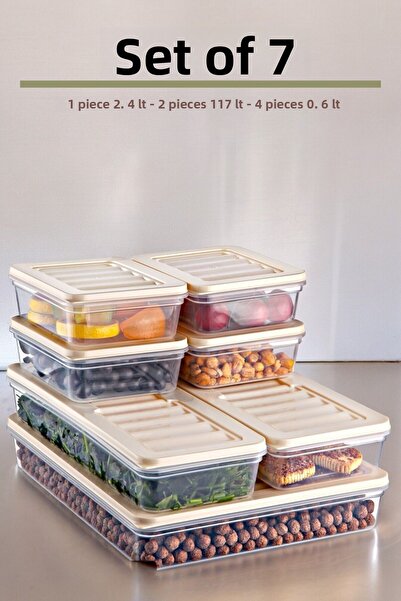 NY HOME مجموعة من 7 صناديق منعشة - حاوية تخزين كريمية مناسبة للميكروويف والتوزيع