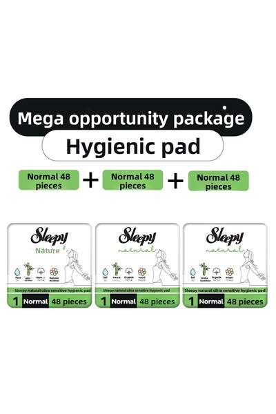Sleepy فوط صحية طبيعية فائقة الحساسية عبوة ميجا أوبرتونيتي عادية 144 قطعة