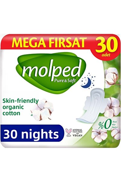 Molped Pure&Soft Sanitary Pad Night 60 (2Pk*30) Piece Mega Pk