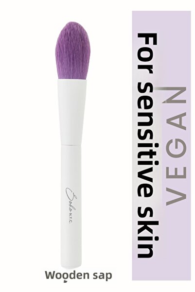 Soho N.Y.C. فرشاة مكياج أحمر الخدود المسطحة النباتية - مقبض خشبي 15 سم