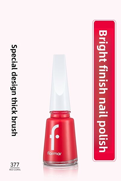 Flormar High Pigmented Shiny Finish Nail Enamel - Nail Polish Fne-377 Red Coral