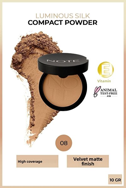 NOTE Luminous Silk Compact Powder 08 Sunny Matte Finish Powder Face Powder