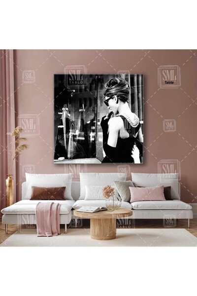 SML TABLO Audrey Hepburn, care se întoarce spre bijuterii, pictură pătrată pe pânză pentru femei