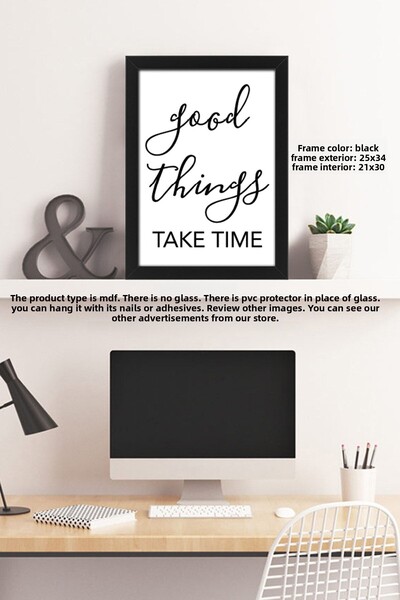 yhfoto Pictură Good Things Take Time - Cadru cu imagini negru 21x30 - Cadru decorativ
