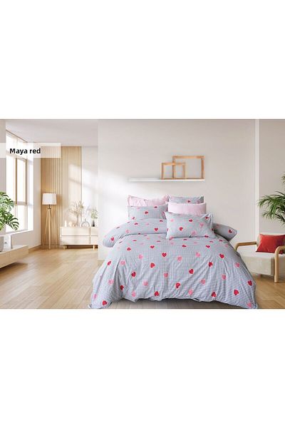 Violacasa Double Cotton Duvet Cover Set Maya Red
